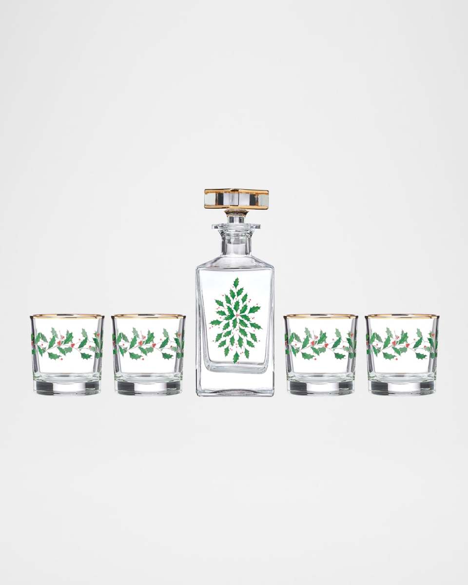 Holiday 5-Piece Decanter & Whiskey Glass Set